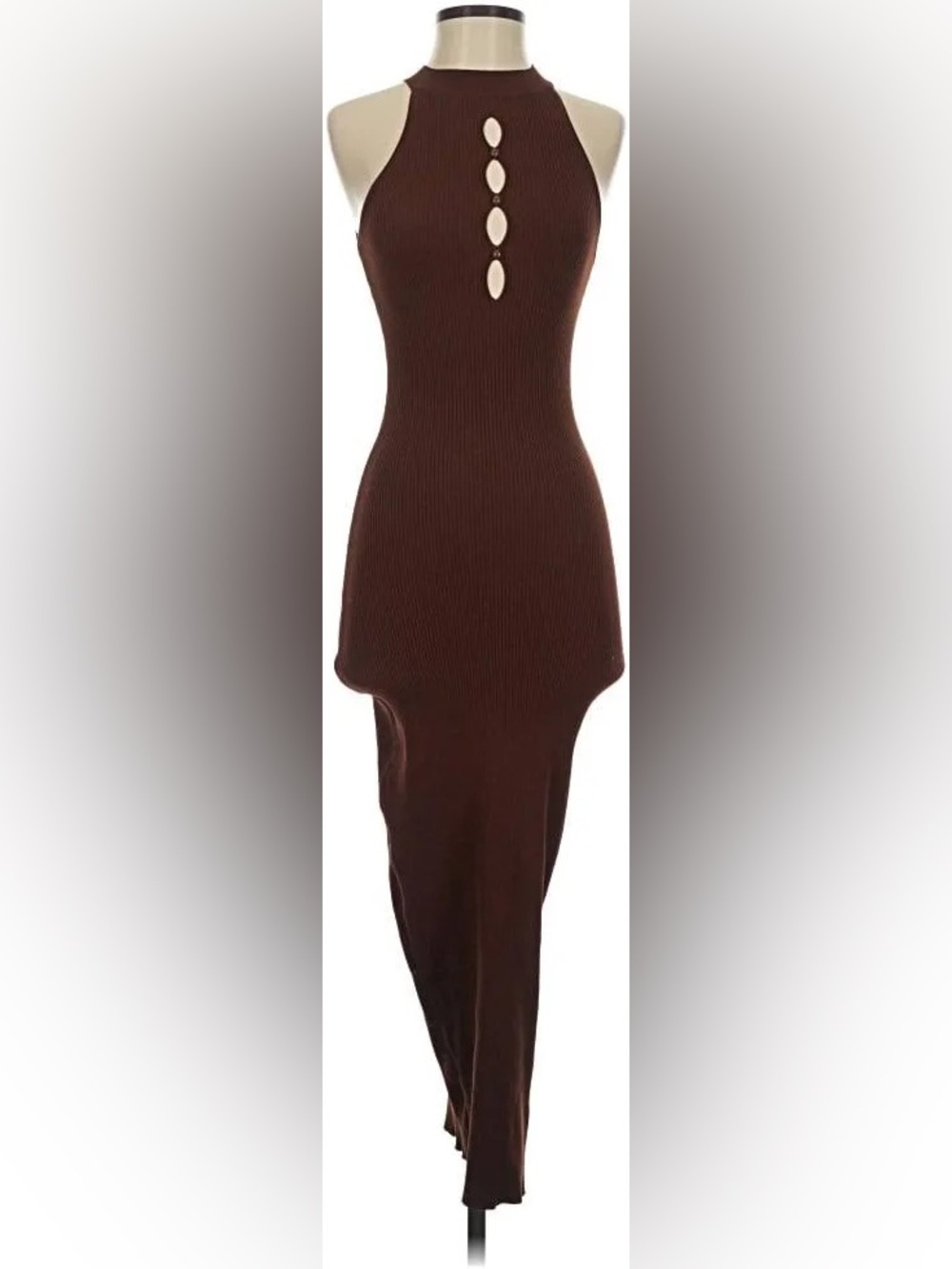 TOPSHOP brown seamless body con maxi dress